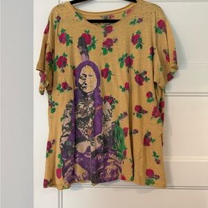 Magnolia Pearl  Graphic Tee with Purple and Green Floral Design